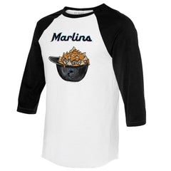 Miami Marlins Tiny Turnip Women's Nacho Helmet 3/4-Sleeve Raglan T-Shirt - White/Black T-shirts