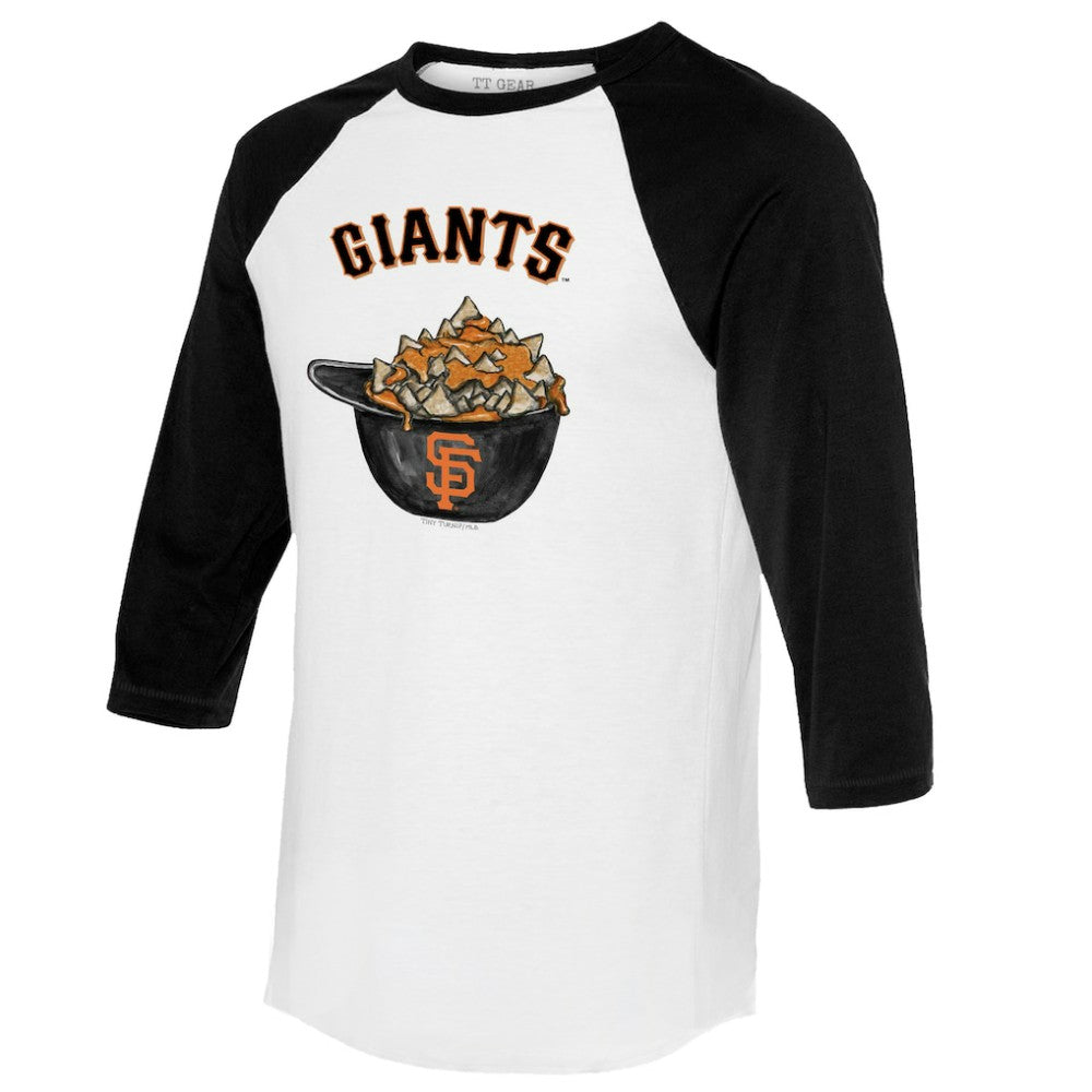 San Francisco Giants Tiny Turnip Women's Nacho Helmet 3/4-Sleeve Raglan T-Shirt - White/Black T-shirts