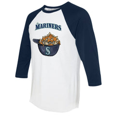 Seattle Mariners Tiny Turnip Women's Nacho Helmet 3/4-Sleeve Raglan T-Shirt - White/Navy T-shirts