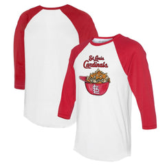 St. Louis Cardinals Tiny Turnip Women's Nacho Helmet 3/4-Sleeve Raglan T-Shirt - White/Red T-shirts