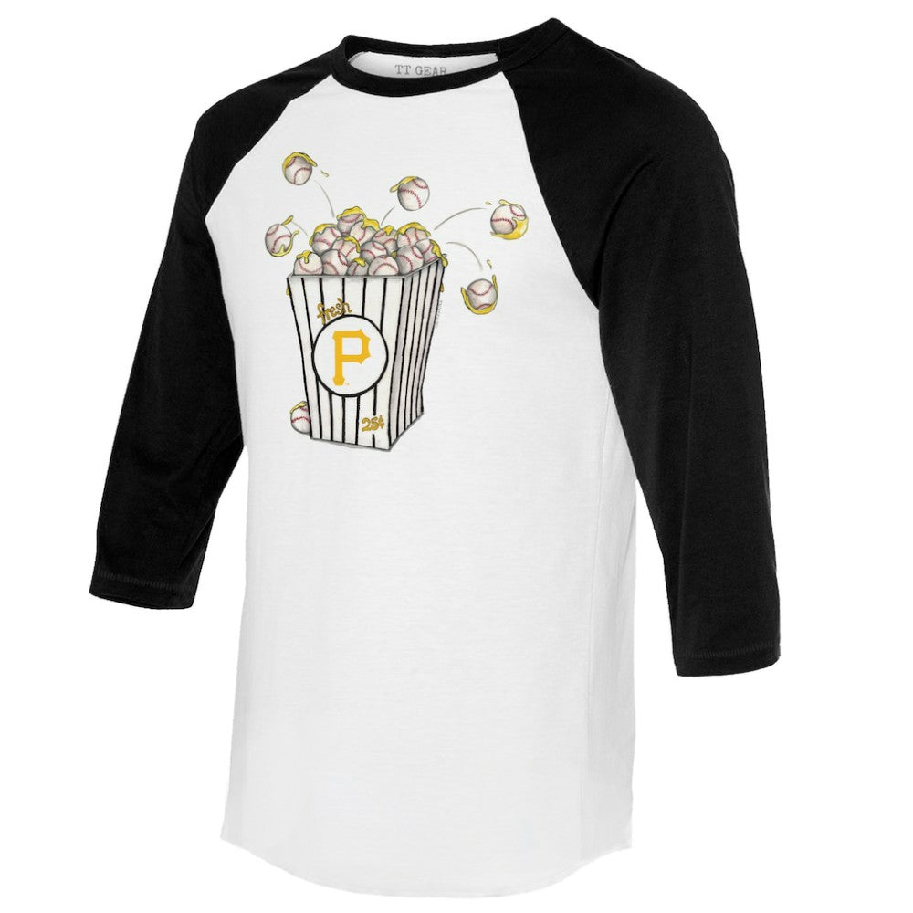 Pittsburgh Pirates Tiny Turnip Women's Popcorn 3/4-Sleeve Raglan T-Shirt - White/Black T-shirts