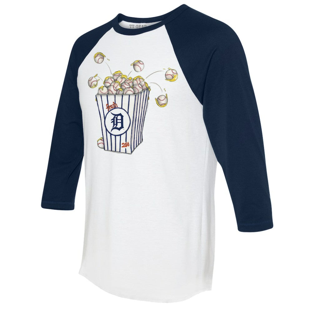 Detroit Tigers Tiny Turnip Women's Popcorn 3/4-Sleeve Raglan T-Shirt - White/Navy T-shirts