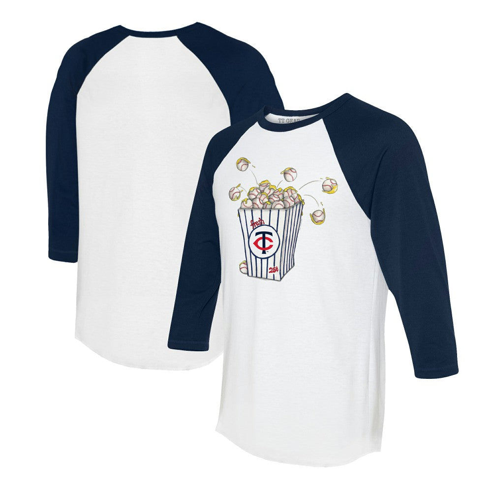 Minnesota Twins Tiny Turnip Women's Popcorn 3/4-Sleeve Raglan T-Shirt - White/Navy T-shirts