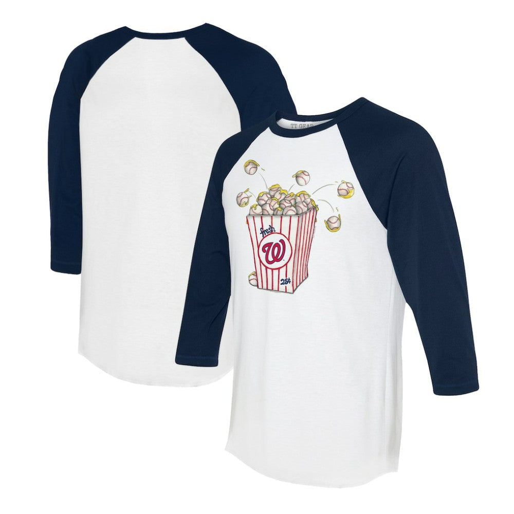 Washington Nationals Tiny Turnip Women's Popcorn 3/4-Sleeve Raglan T-Shirt - White/Navy T-shirts