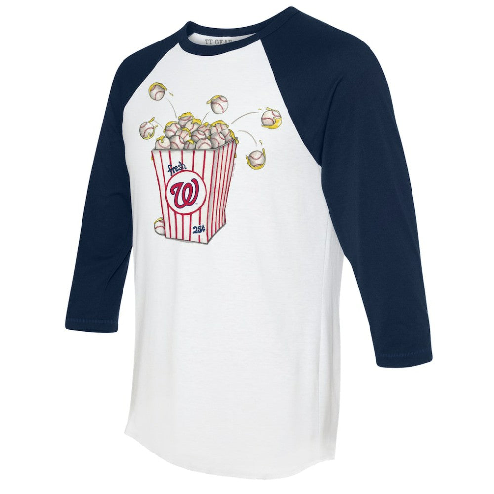 Washington Nationals Tiny Turnip Women's Popcorn 3/4-Sleeve Raglan T-Shirt - White/Navy T-shirts
