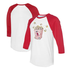 St. Louis Cardinals Tiny Turnip Women's Popcorn 3/4-Sleeve Raglan T-Shirt - White/Red T-shirts