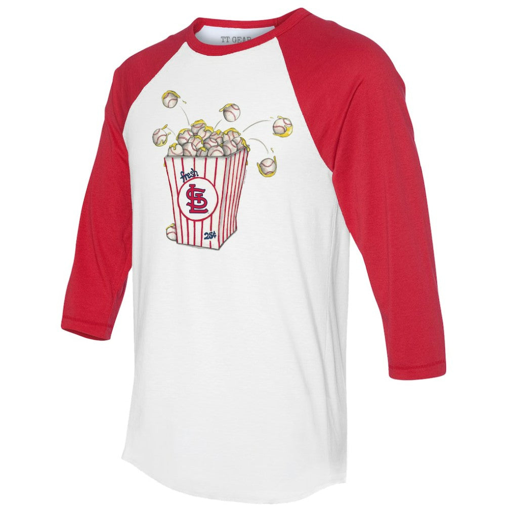 St. Louis Cardinals Tiny Turnip Women's Popcorn 3/4-Sleeve Raglan T-Shirt - White/Red T-shirts