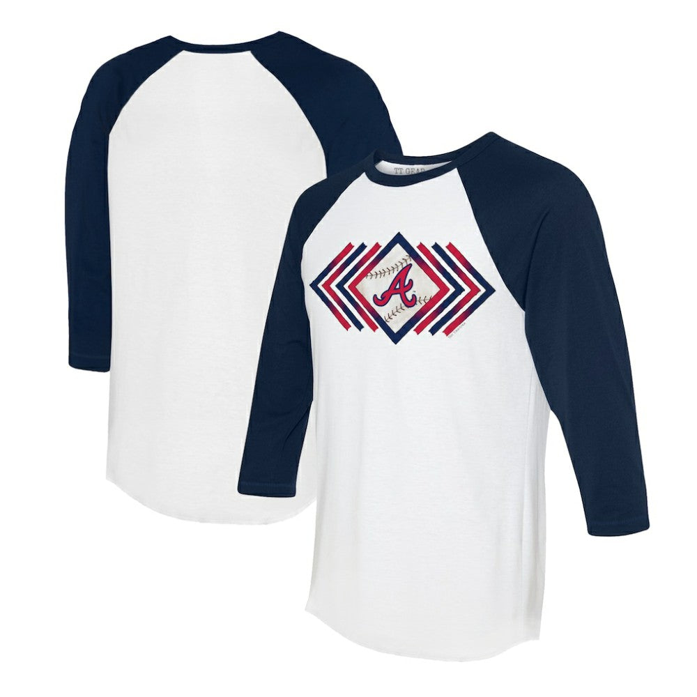 Atlanta Braves Tiny Turnip Women's Prism Arrows 3/4-Sleeve Raglan T-Shirt - White T-shirts
