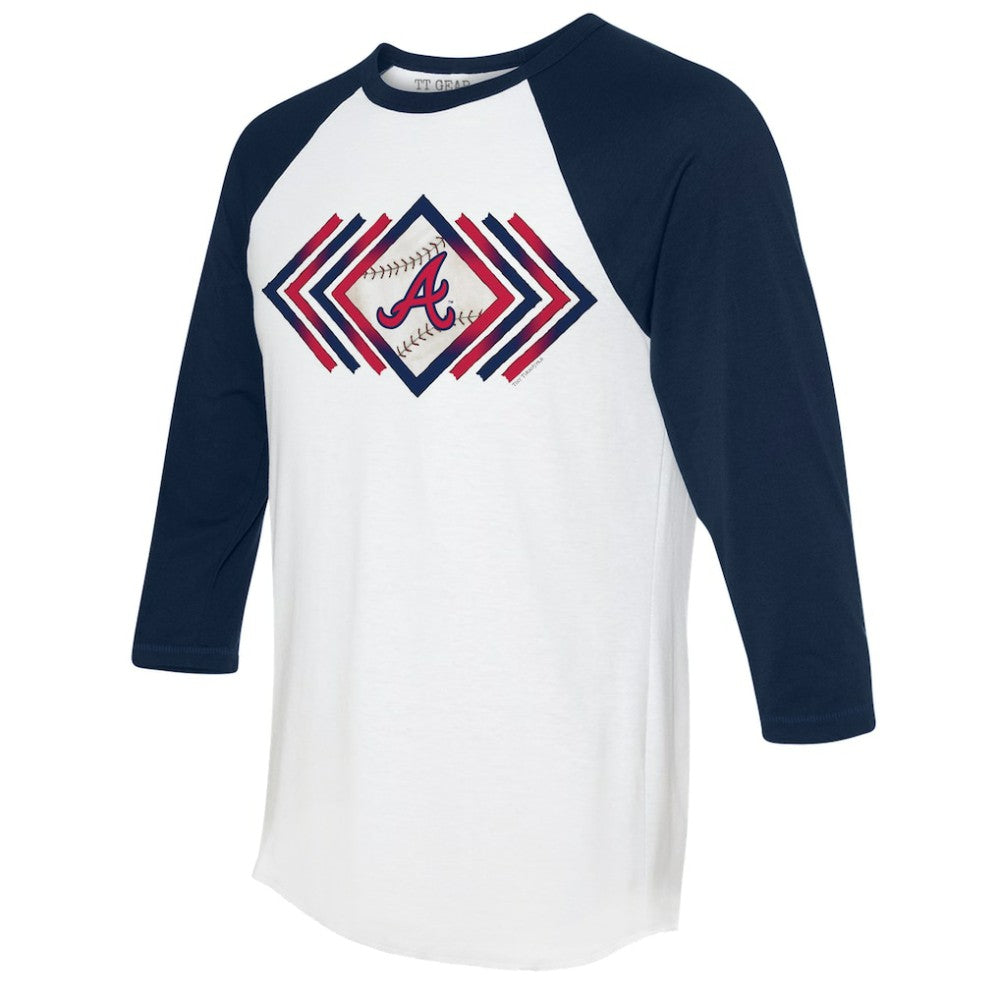 Atlanta Braves Tiny Turnip Women's Prism Arrows 3/4-Sleeve Raglan T-Shirt - White T-shirts