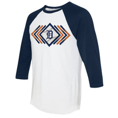 Detroit Tigers Tiny Turnip Women's Prism Arrows 3/4-Sleeve Raglan T-Shirt - White T-shirts