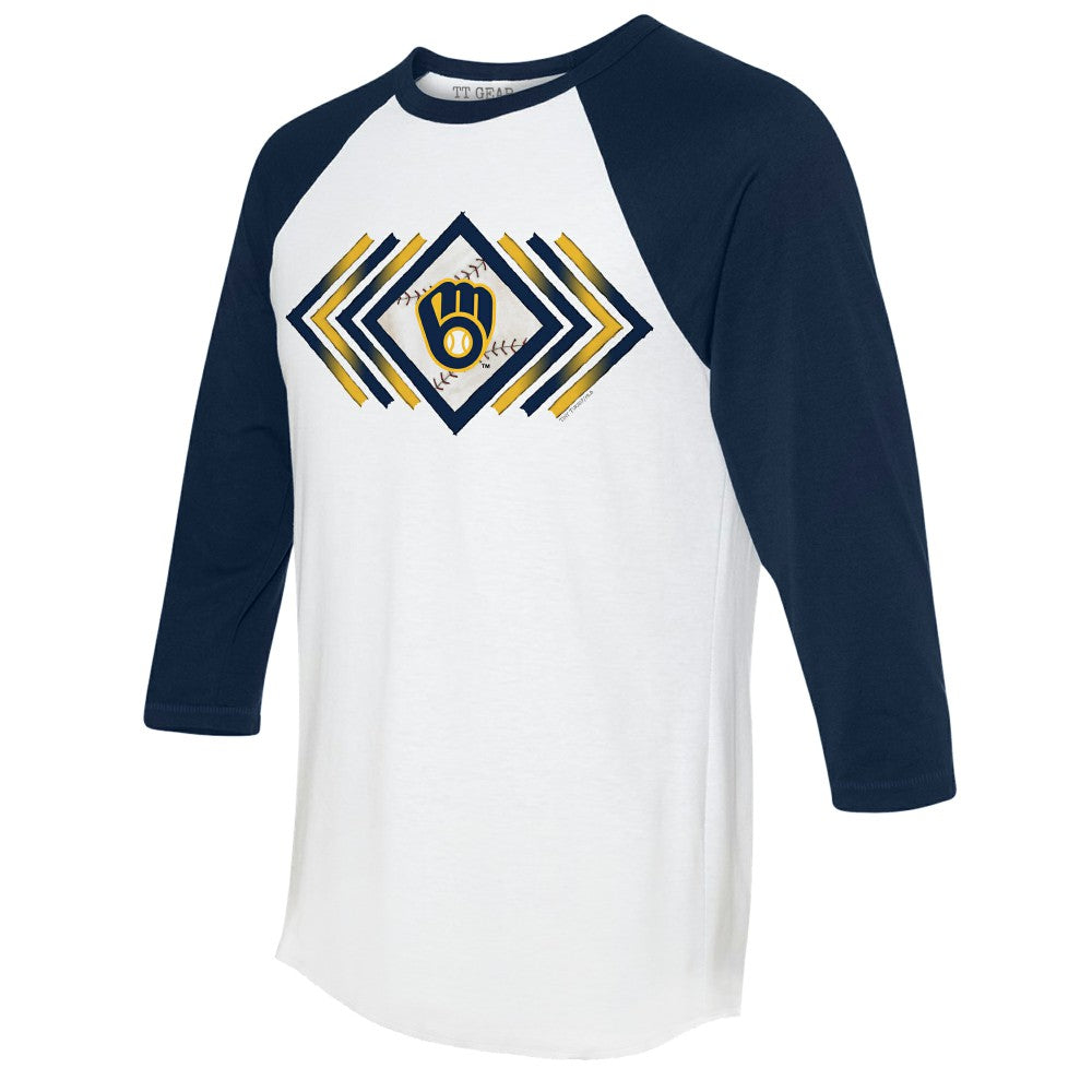 Milwaukee Brewers Tiny Turnip Women's Prism Arrows 3/4-Sleeve Raglan T-Shirt - White T-shirts