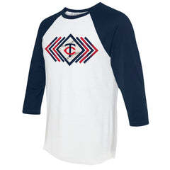 Minnesota Twins Tiny Turnip Women's Prism Arrows 3/4-Sleeve Raglan T-Shirt - White T-shirts