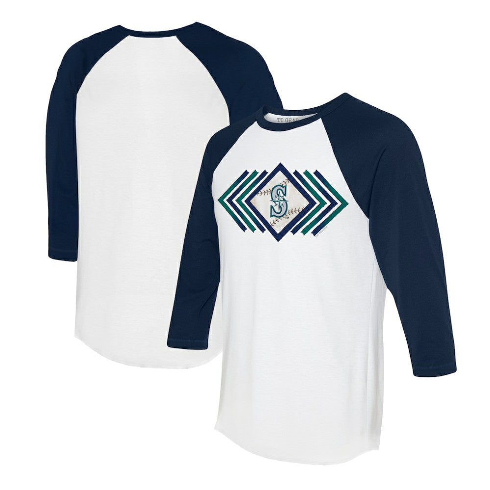 Seattle Mariners Tiny Turnip Women's Prism Arrows 3/4-Sleeve Raglan T-Shirt - White T-shirts