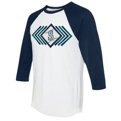 Seattle Mariners Tiny Turnip Women's Prism Arrows 3/4-Sleeve Raglan T-Shirt - White T-shirts