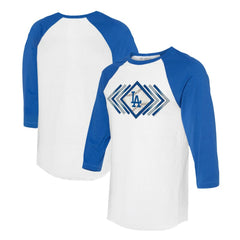 Los Angeles Dodgers Tiny Turnip Women's Prism Arrows 3/4-Sleeve Raglan T-Shirt - White T-shirts