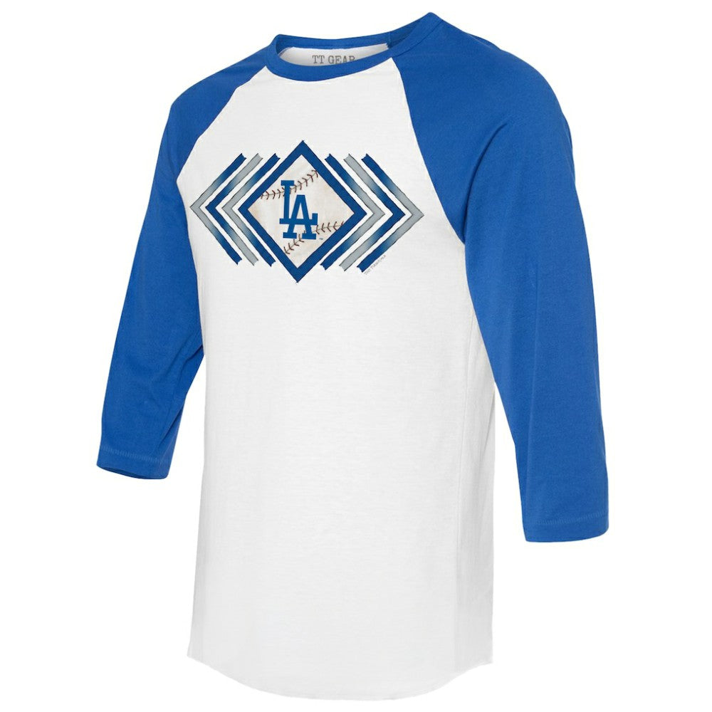 Los Angeles Dodgers Tiny Turnip Women's Prism Arrows 3/4-Sleeve Raglan T-Shirt - White T-shirts