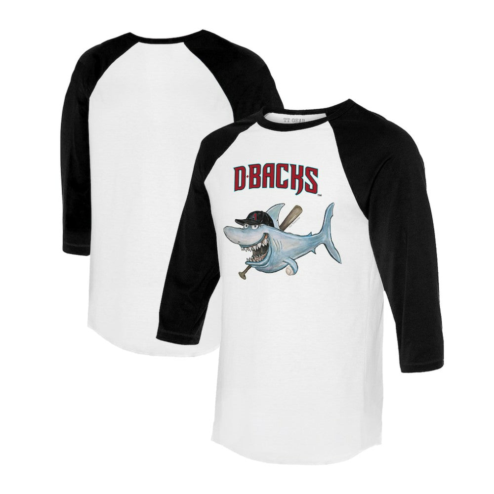 Arizona Diamondbacks Tiny Turnip Women's Shark 3/4-Sleeve Raglan T-Shirt - White/Black T-shirts