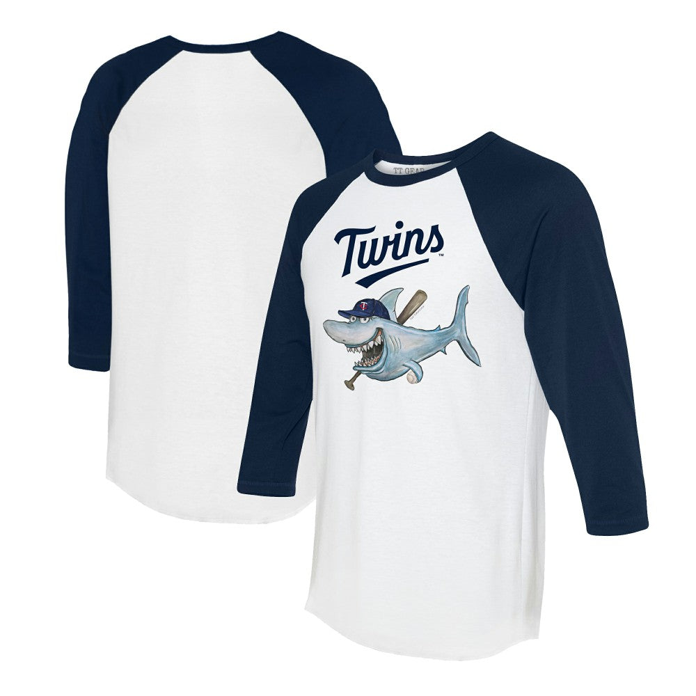 Minnesota Twins Tiny Turnip Women's Shark 3/4-Sleeve Raglan T-Shirt - White/Navy T-shirts