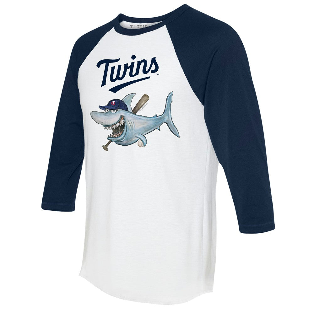 Minnesota Twins Tiny Turnip Women's Shark 3/4-Sleeve Raglan T-Shirt - White/Navy T-shirts