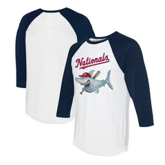 Washington Nationals Tiny Turnip Women's Shark 3/4-Sleeve Raglan T-Shirt - White/Navy T-shirts