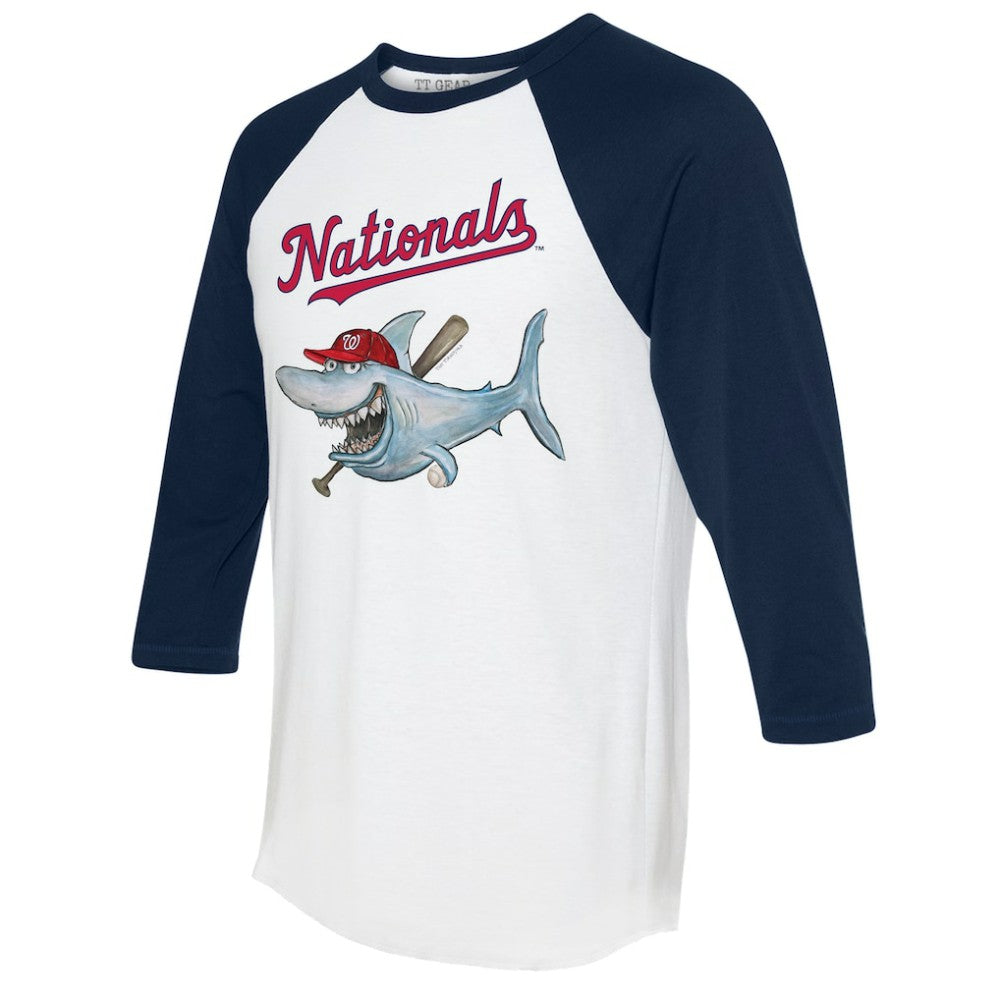 Washington Nationals Tiny Turnip Women's Shark 3/4-Sleeve Raglan T-Shirt - White/Navy T-shirts