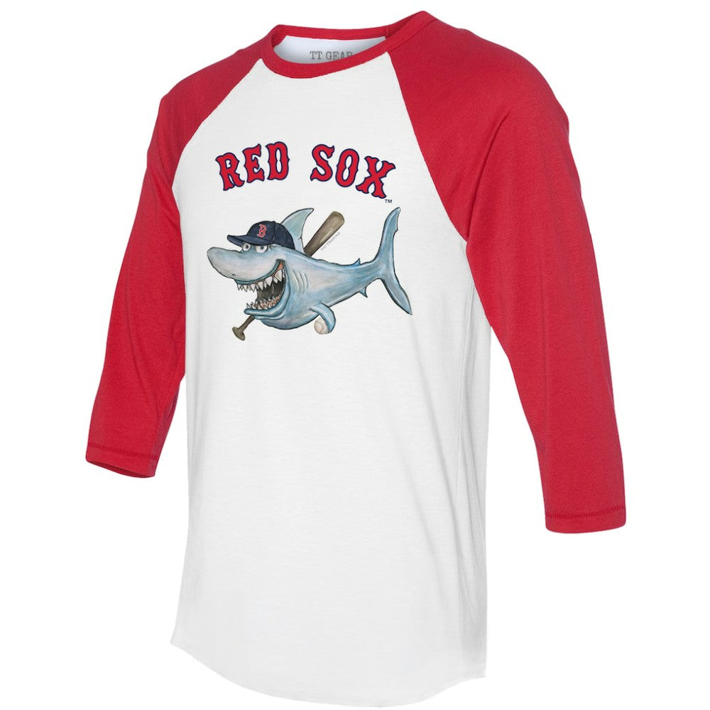 Boston Red Sox Tiny Turnip Women's Shark 3/4-Sleeve Raglan T-Shirt - White/Red T-shirts
