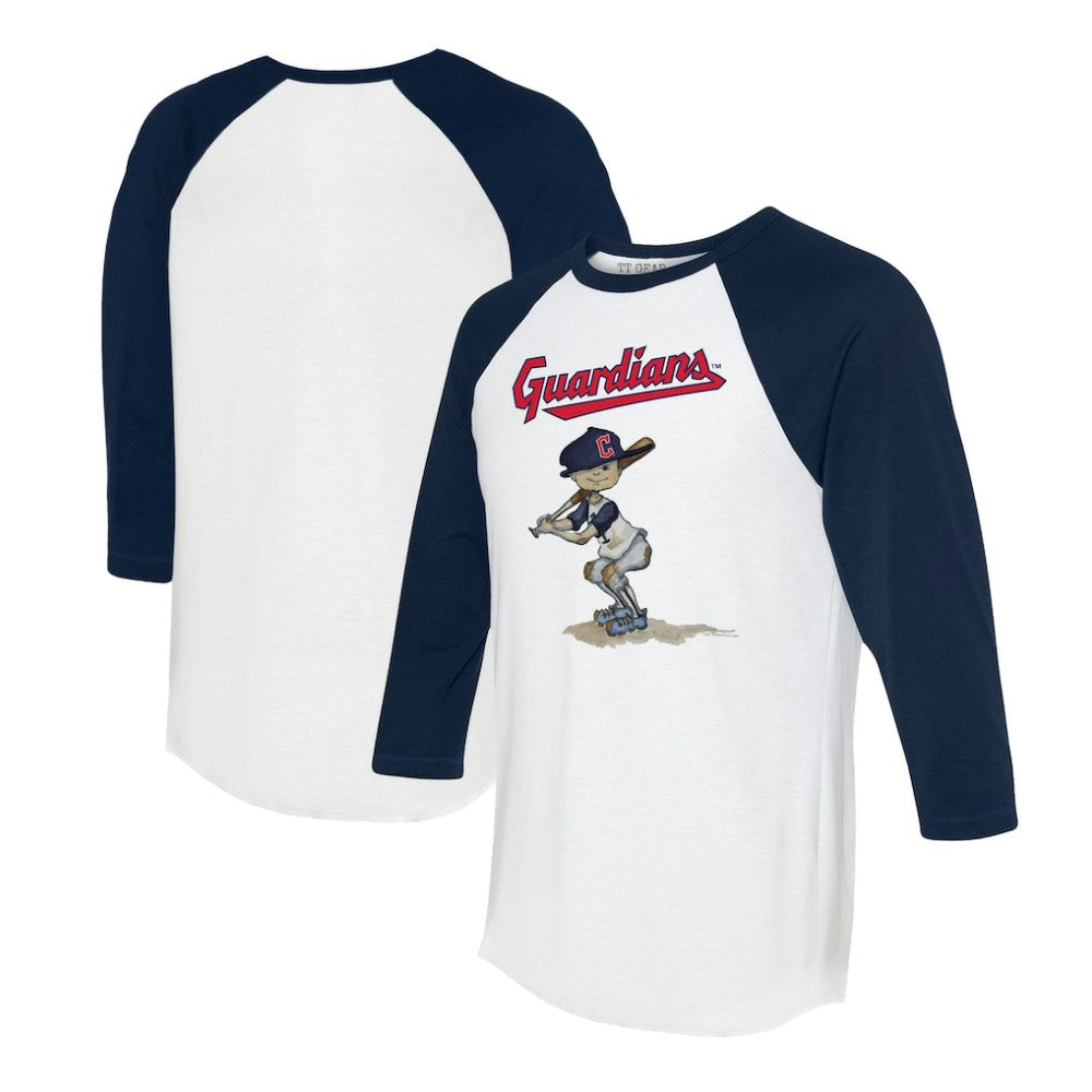 Cleveland Guardians Tiny Turnip Women's Slugger 3/4-Sleeve Raglan T-Shirt - White/Navy T-shirts