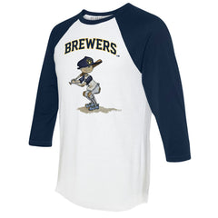 Milwaukee Brewers Tiny Turnip Women's Slugger 3/4-Sleeve Raglan T-Shirt - White/Navy T-shirts