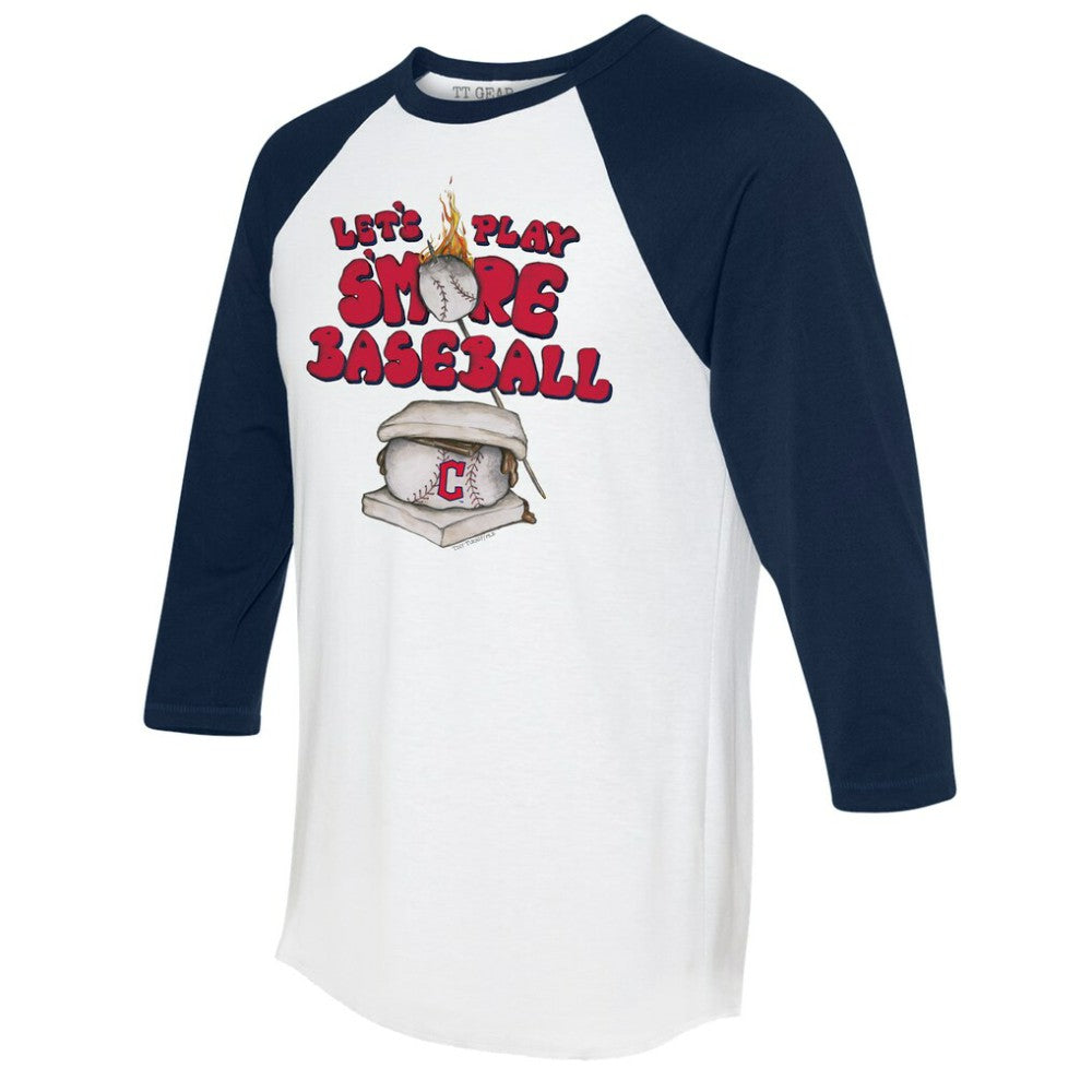 Cleveland Guardians Tiny Turnip Women's Smores 3/4-Sleeve Raglan T-Shirt - White/Navy T-shirts
