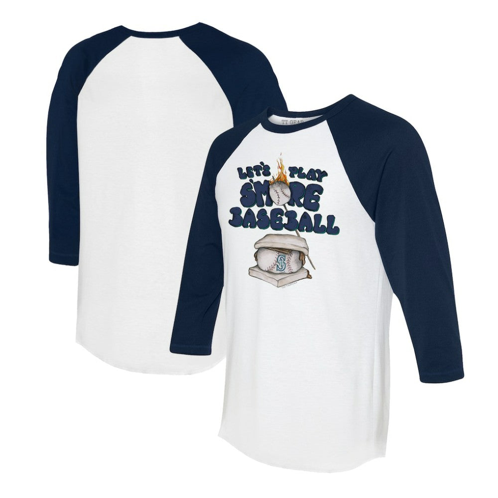 Seattle Mariners Tiny Turnip Women's Smores 3/4-Sleeve Raglan T-Shirt - White/Navy T-shirts