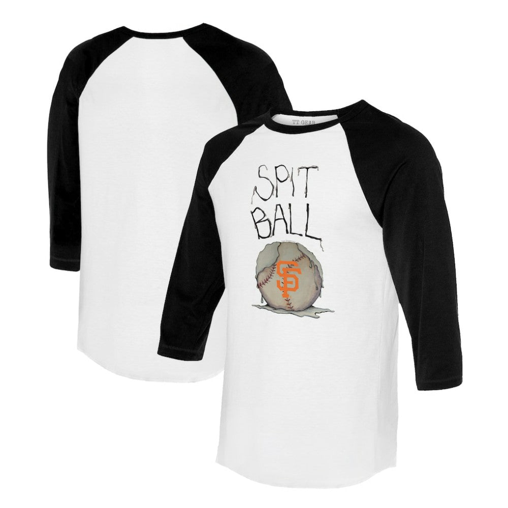 San Francisco Giants Tiny Turnip Women's Spit Ball 3/4-Sleeve Raglan T-Shirt - White/Black T-shirts