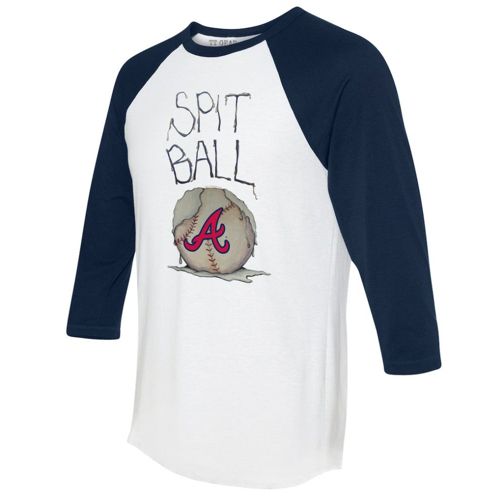 Atlanta Braves Tiny Turnip Women's Spit Ball 3/4-Sleeve Raglan T-Shirt - White/Navy T-shirts
