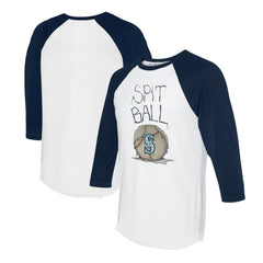 Seattle Mariners Tiny Turnip Women's Spit Ball 3/4-Sleeve Raglan T-Shirt - White/Navy T-shirts