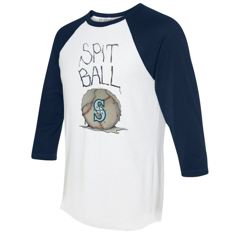 Seattle Mariners Tiny Turnip Women's Spit Ball 3/4-Sleeve Raglan T-Shirt - White/Navy T-shirts