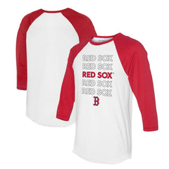 Boston Red Sox Tiny Turnip Unisex Stacked 3/4-Sleeve Raglan T-Shirt - White/Red T-shirts