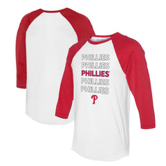 Philadelphia Phillies Tiny Turnip Unisex Stacked 3/4-Sleeve Raglan T-Shirt - White/Red T-shirts