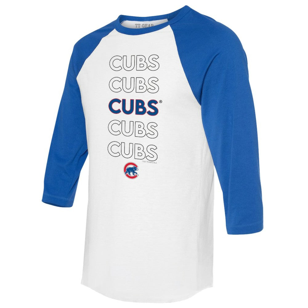 Chicago Cubs Tiny Turnip Unisex Stacked 3/4-Sleeve Raglan T-Shirt - White/Royal T-shirts