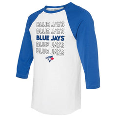 Toronto Blue Jays Tiny Turnip Unisex Stacked 3/4-Sleeve Raglan T-Shirt - White/Royal T-shirts