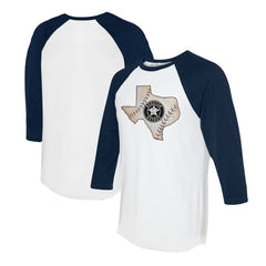 Houston Astros Tiny Turnip Unisex State Outline 3/4-Sleeve Raglan T-Shirt - White/Navy T-shirts