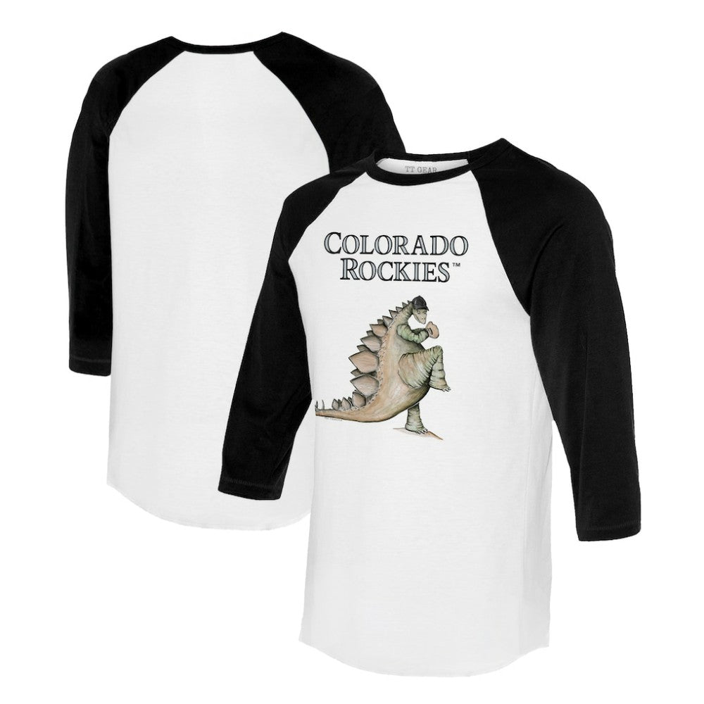 Colorado Rockies Tiny Turnip Unisex Stega 3/4-Sleeve Raglan T-Shirt - White/Black T-shirts