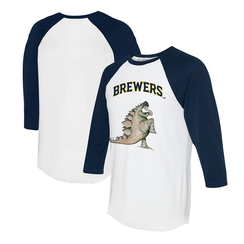 Milwaukee Brewers Tiny Turnip Unisex Stega 3/4-Sleeve Raglan T-Shirt - White/Navy T-shirts