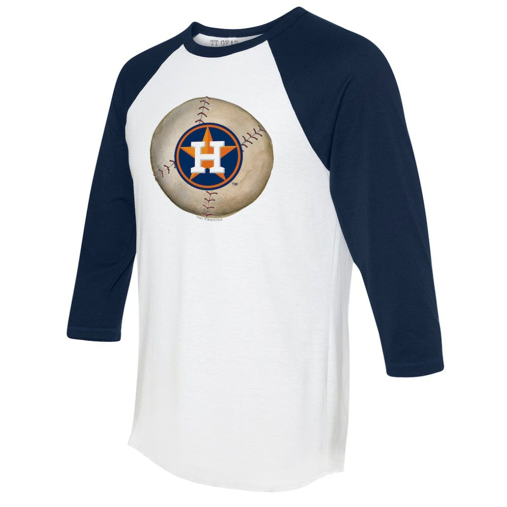 Houston Astros Tiny Turnip Unisex Stitched Baseball 3/4-Sleeve Raglan T-Shirt - White/Navy T-shirts