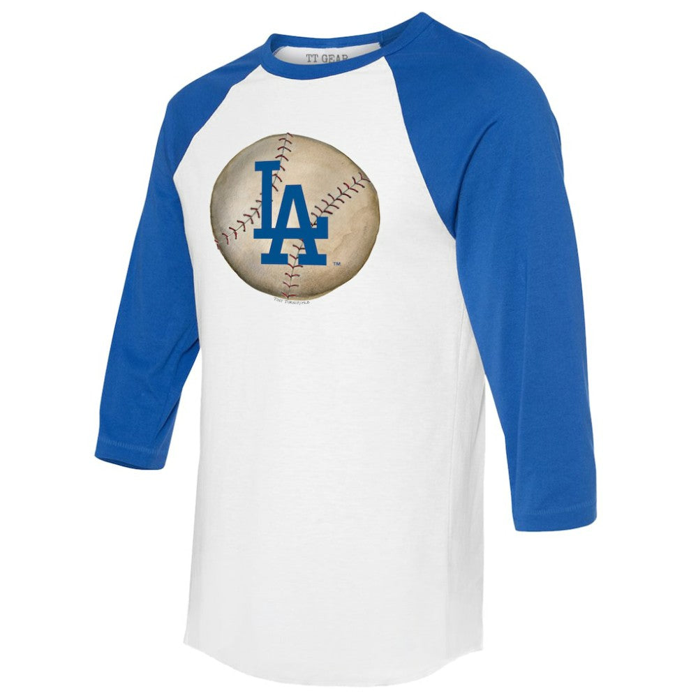 Los Angeles Dodgers Tiny Turnip Unisex Stitched Baseball 3/4-Sleeve Raglan T-Shirt - White/Royal T-shirts