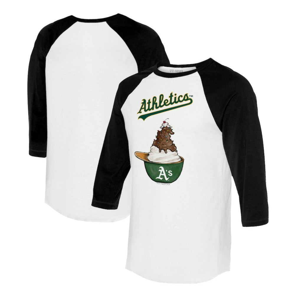 Athletics Tiny Turnip Unisex Sundae Helmet 3/4-Sleeve Raglan T-Shirt - White/Black T-shirts