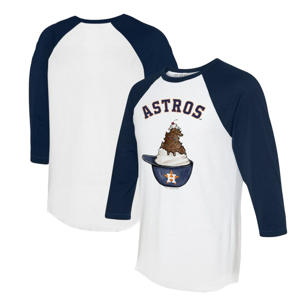 Houston Astros Tiny Turnip Unisex Sundae Helmet 3/4-Sleeve Raglan T-Shirt - White/Navy T-shirts