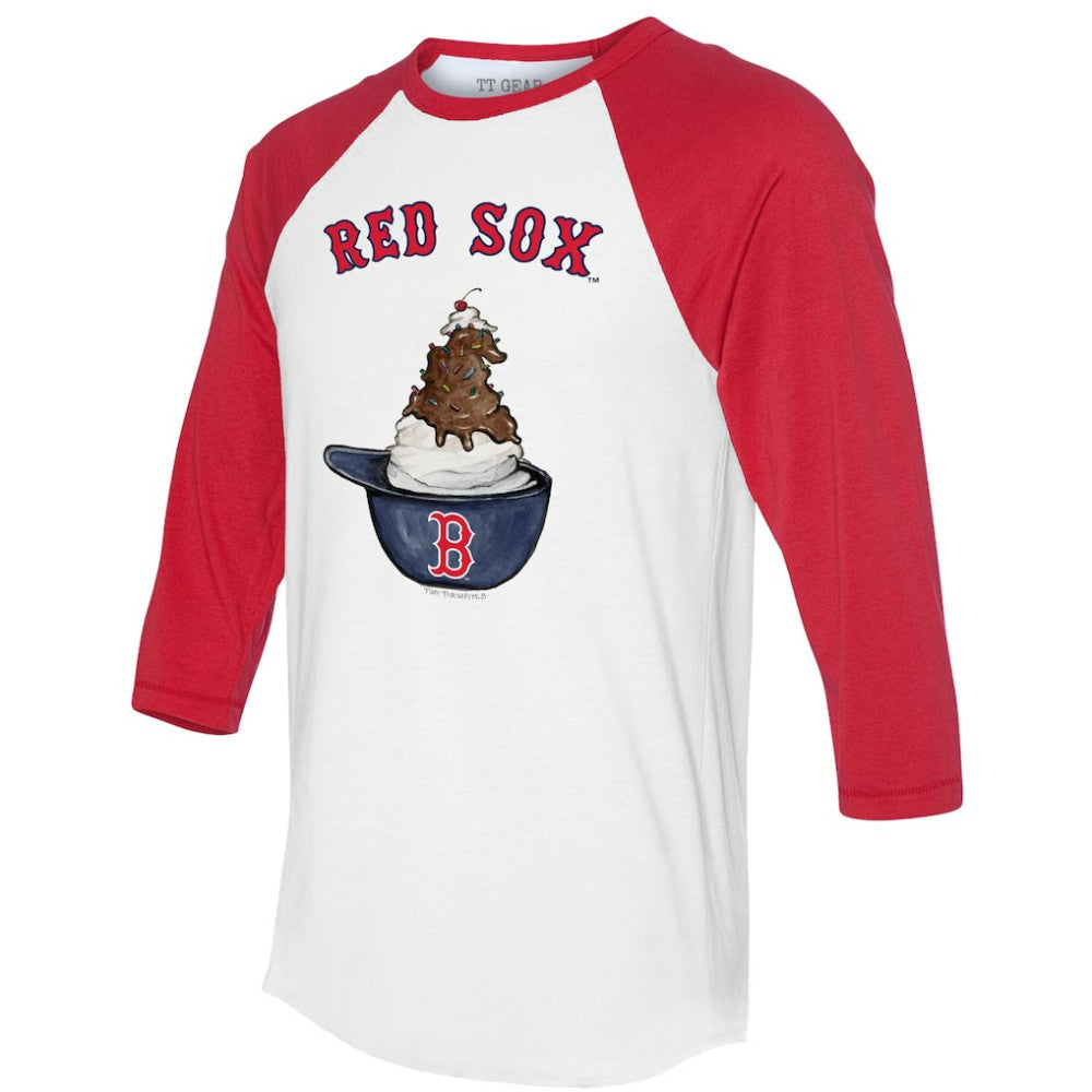 Boston Red Sox Tiny Turnip Unisex Sundae Helmet 3/4-Sleeve Raglan T-Shirt - White/Red T-shirts