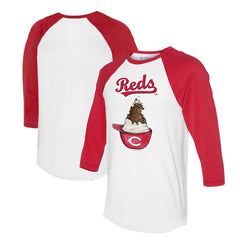 Cincinnati Reds Tiny Turnip Unisex Sundae Helmet 3/4-Sleeve Raglan T-Shirt - White/Red T-shirts