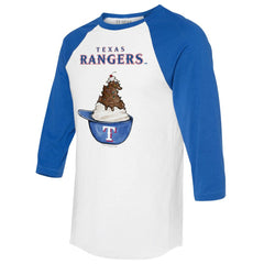 Texas Rangers Tiny Turnip Unisex Sundae Helmet 3/4-Sleeve Raglan T-Shirt - White/Royal T-shirts