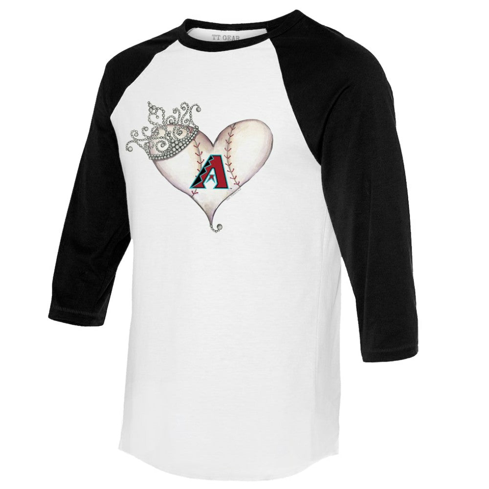 Arizona Diamondbacks Tiny Turnip Unisex Tiara Heart 3/4-Sleeve Raglan T-Shirt - White/Black T-shirts