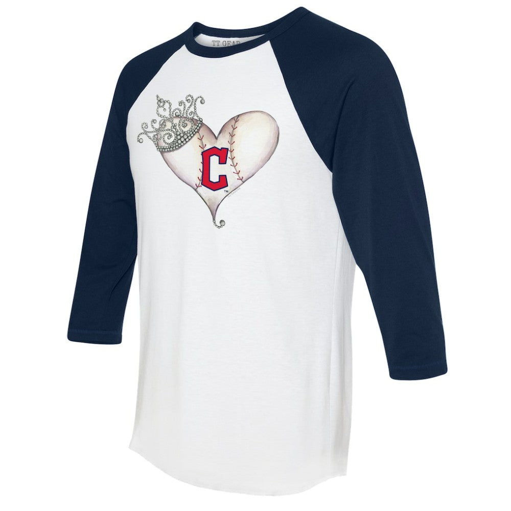 Cleveland Guardians Tiny Turnip Unisex Tiara Heart 3/4-Sleeve Raglan T-Shirt - White/Navy T-shirts